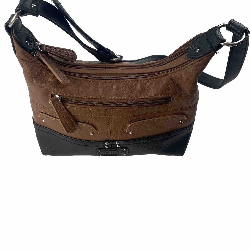 Stone & Co Women's Brown Hand Bag Purse Pre Owned Zipper Pockets